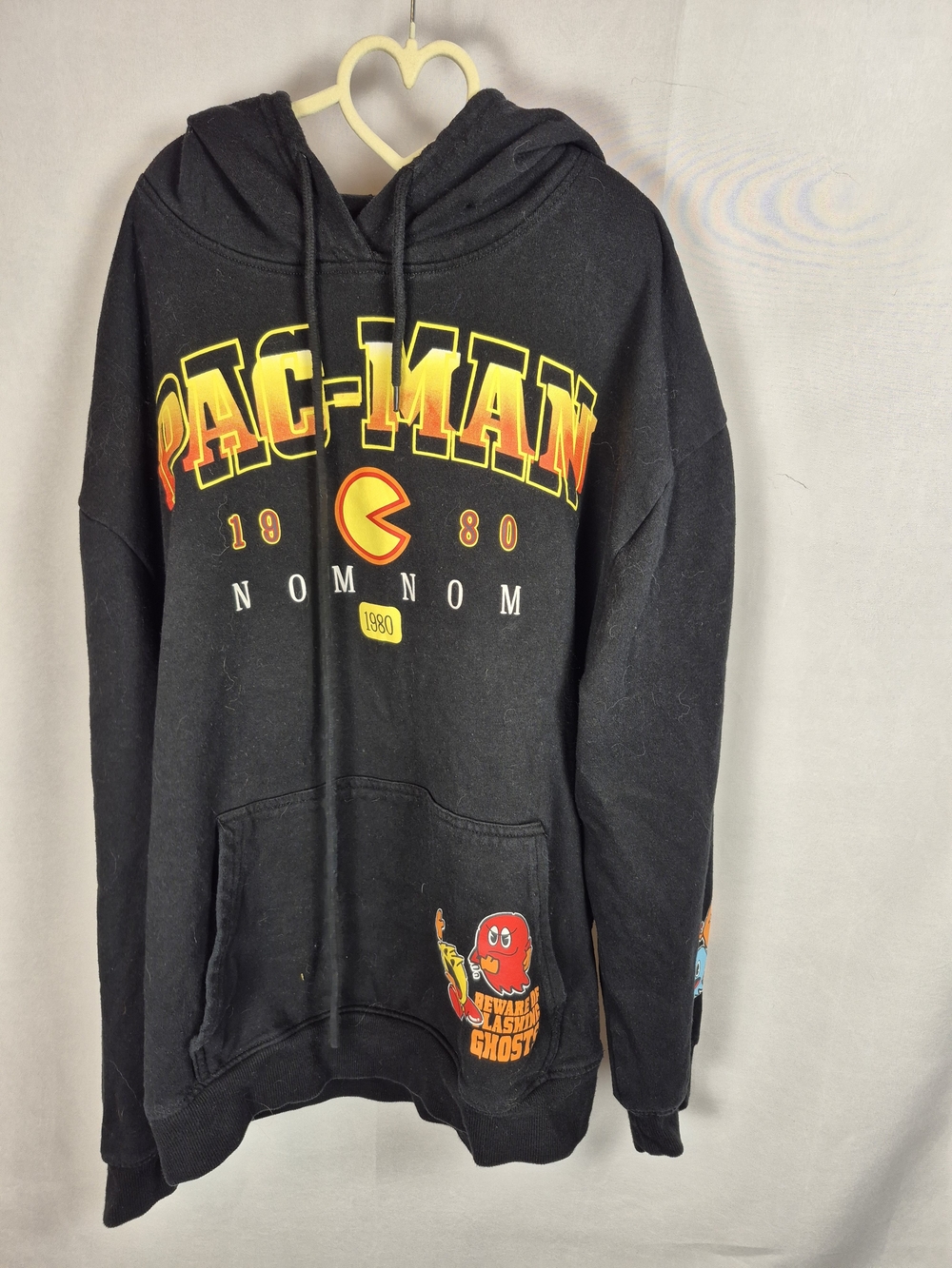 Pac-Man Black Graphic Zip-Up Hoodie Jacket Size Xl